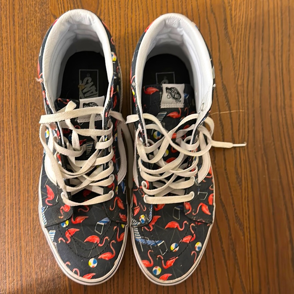 Vans Sk8 Hi Shoes - Black/Pink/Blue Print, Men’s Size 12